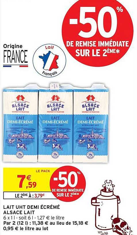 LAIT UHT DEMI ÉCRÉMÉ ALSACE LAIT