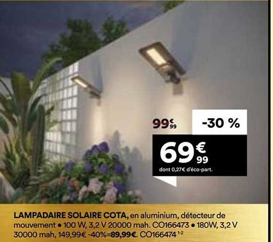 LAMPADAIRE SOLAIRE COTA, en aluminium, détecteur de mouvement