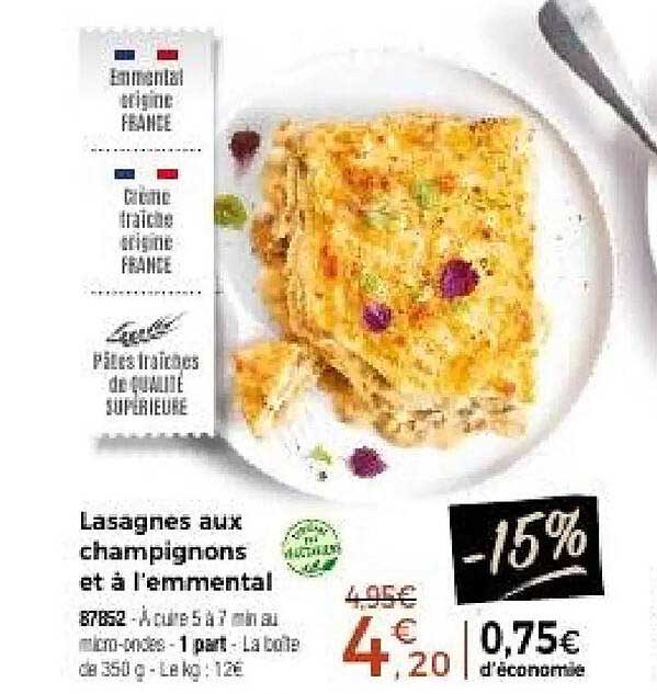 Lasagnes aux champignons et à l’emmental