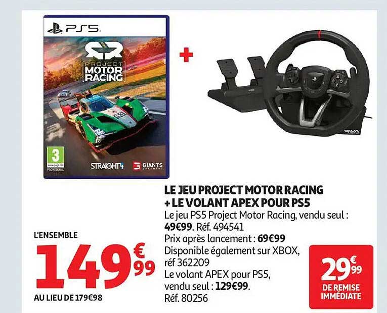LE JEU PROJECT MOTOR RACING + LE VOLANT APEX POUR PS5