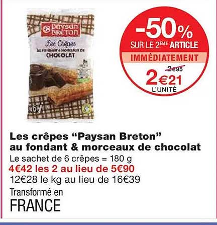 Les crêpes "Paysan Breton" au fondant & morceaux de chocolat