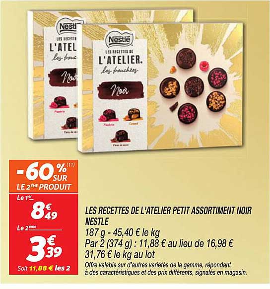 LES RECETTES DE L'ATELIER PETIT ASSORTIMENT NOIR NESTLE