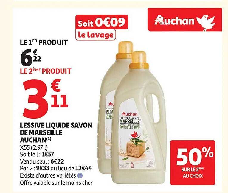 LESSIVE LIQUIDE SAVON DE MARSEILLE AUCHAN