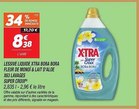 LESSIVE LIQUIDE XTRA BORA BORA FLEUR DE MONOÏ & LAIT D'ALOE