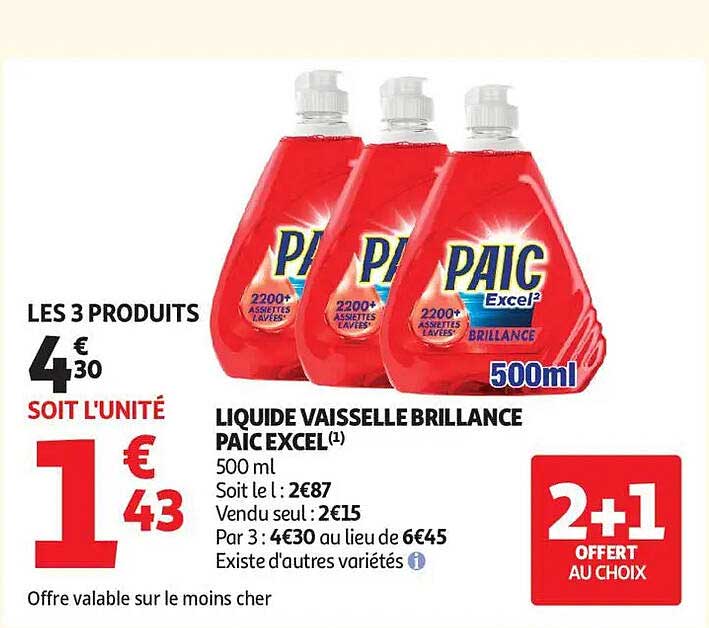 LIQUIDE VAISSELLE BRILLANCE PAIC EXCEL