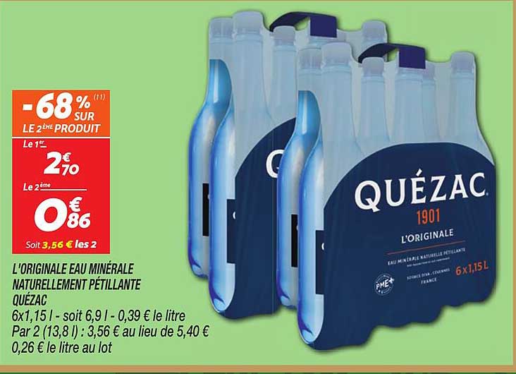 L'originale eau minérale naturellement pétillante Quézac