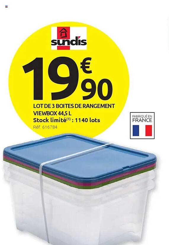 LOT DE 3 BOITES DE RANGEMENT VIEWBOX 44,5 L