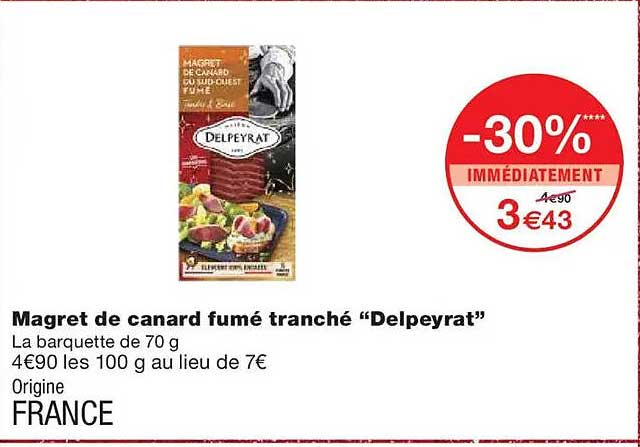 Magret de canard fumé tranché "Delpeyrat"