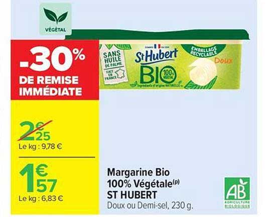 Margarine Bio 100% Végétale St Hubert