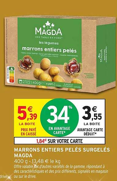 MARRONS ENTIERS PELÉS SURGELÉS MAGDA