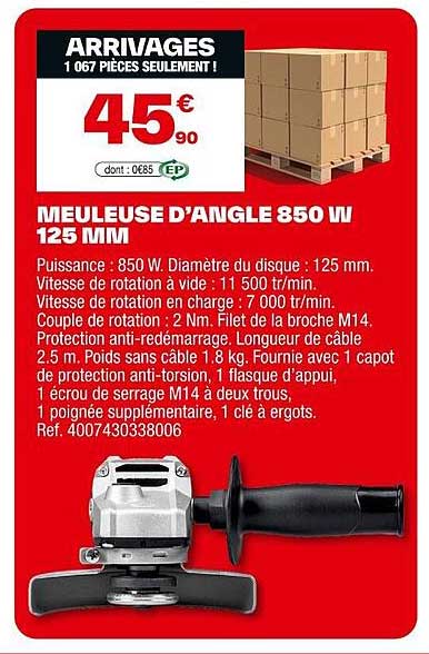 MEULEUSE D’ANGLE 850 W/125 MM