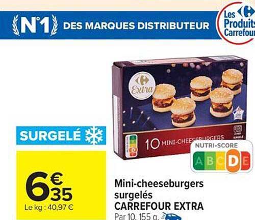 Mini-cheeseburgers surgelés CARREFOUR EXTRA