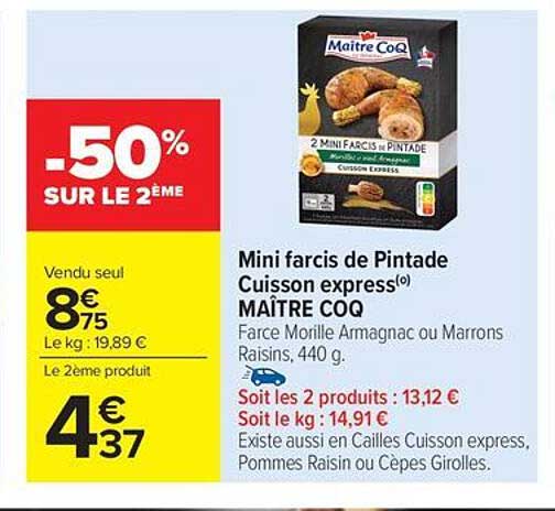 Mini farcis de Pintade Cuisson express Maître Coq