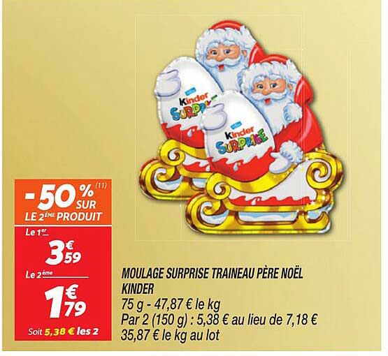 MOULAGE SURPRISE TRAINEAU PÈRE NOËL KINDER