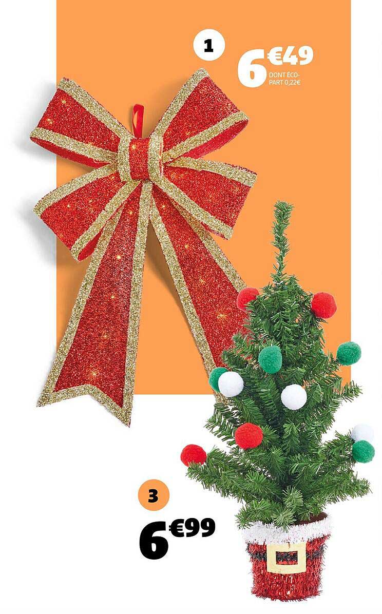 Nœud de Noël scintillant et sapin miniature