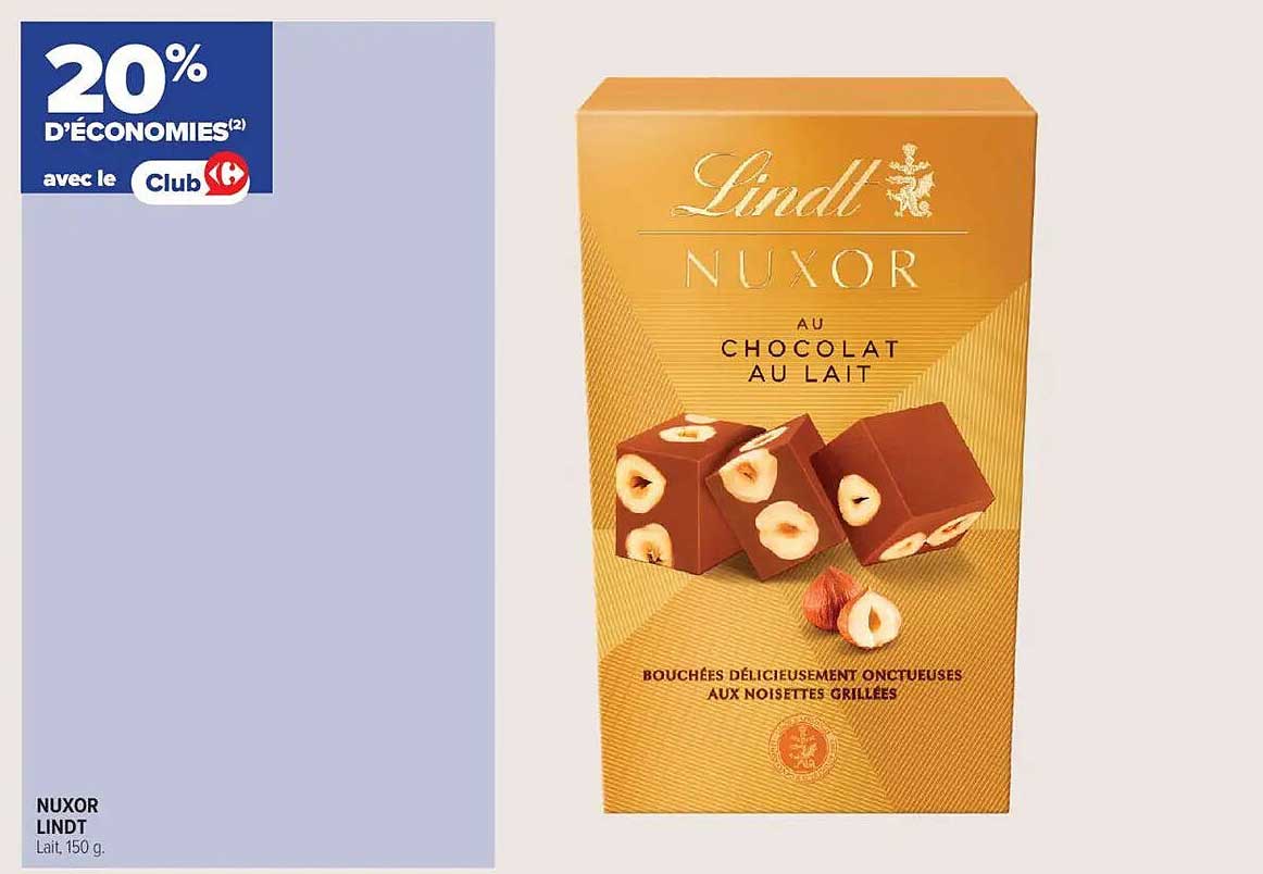 NUXOR LINDT au chocolat au lait, 150 g