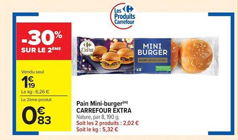 Pain Mini-burger(m) CARREFOUR EXTRA