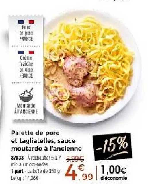 Palette de porc et tagliatelles, sauce moutarde à l'ancienne