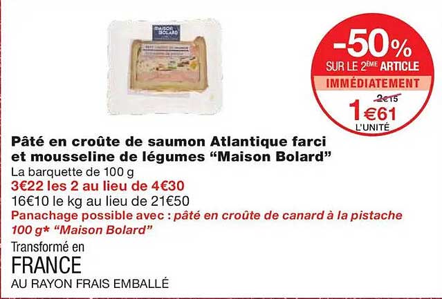 Pâté en croûte de saumon Atlantique farci et mousseline de légumes "Maison Bolard"
