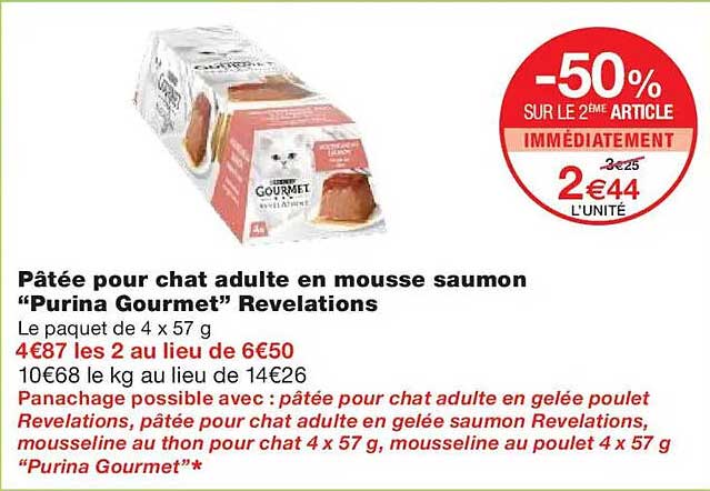 Pâtée pour chat adulte en mousse saumon “Purina Gourmet” Revelations