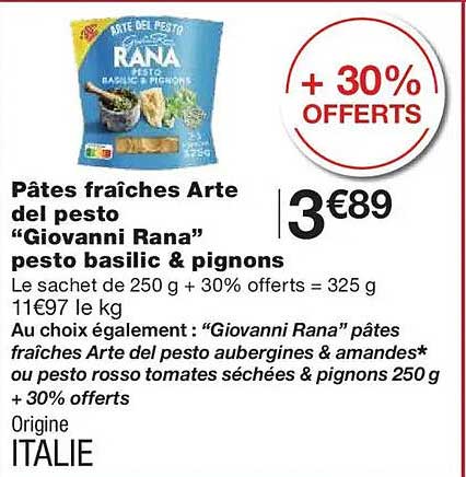 Pâtes fraîches Arte del pesto “Giovanni Rana” pesto basilic & pignons