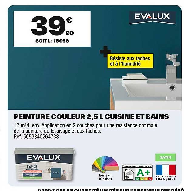 PEINTURE COULEUR 2,5 L CUISINE ET BAINS