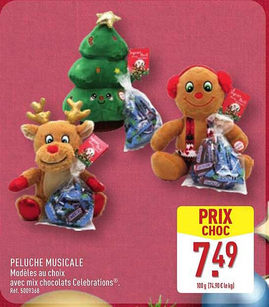 PELUCHE MUSICALE Modèles au choix avec mix chocolats Celebrations®