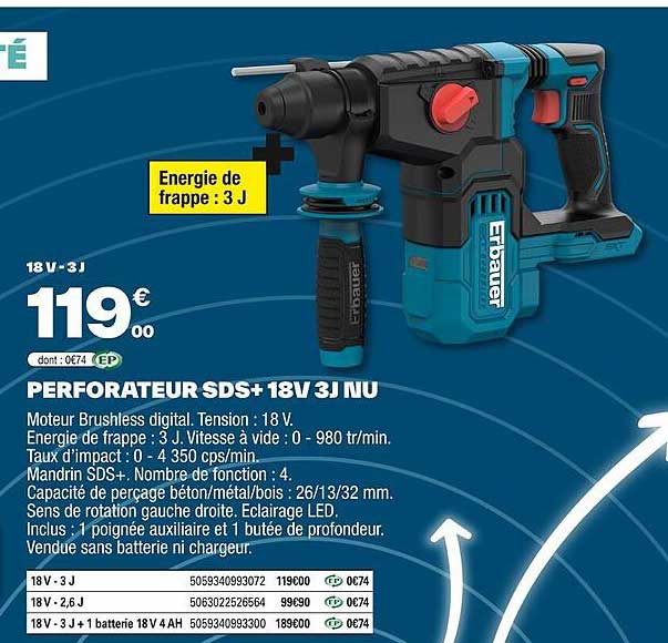 PERFORATEUR SDS+ 18V 3J NU