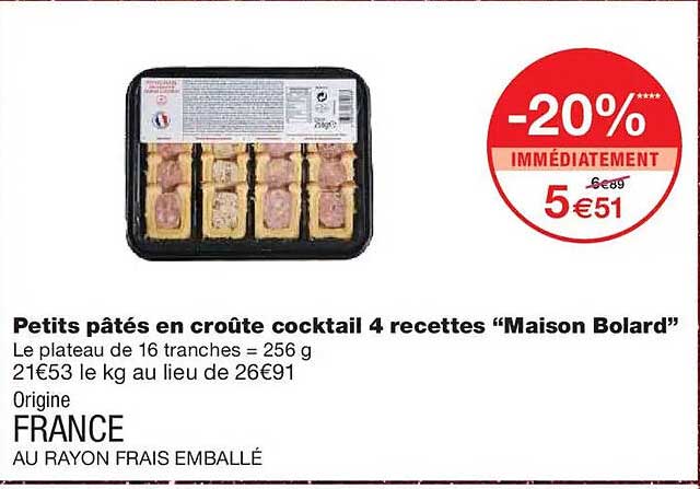 Petits pâtés en croûte cocktail 4 recettes "Maison Bolard"