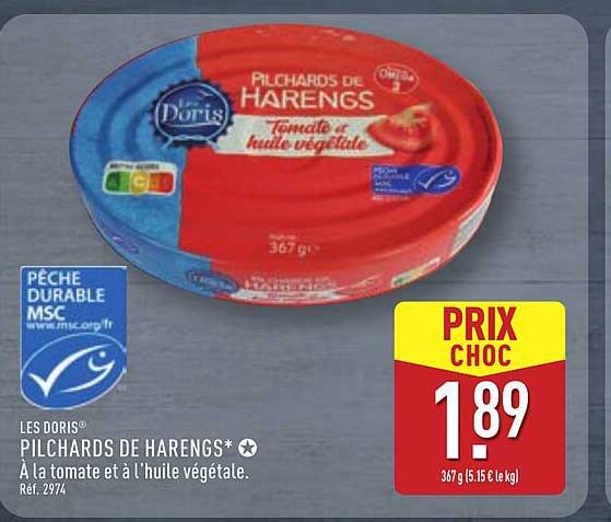 Pilchards de harengs à la tomate et à l'huile végétale