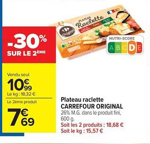 Plateau raclette CARREFOUR ORIGINAL