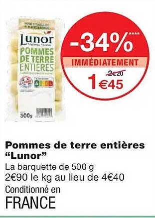 Pommes de terre entières "Lunor"