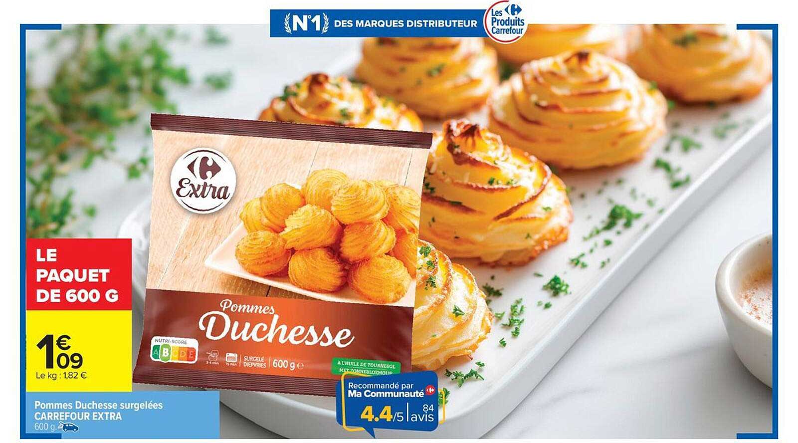 Pommes Duchesse surgelées Carrefour Extra