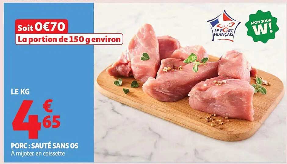 Porc : Sauté sans os
