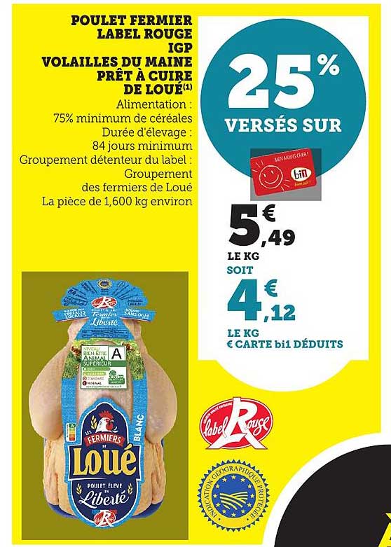 POULET FERMIER LABEL ROUGE IGP VOLAILLES DU MAINE PRÊT À CUISER DE LOUE