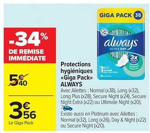 Protections hygiéniques «Giga Pack» ALWAYS