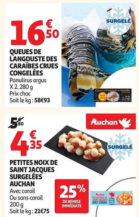QUEUES DE LANGOUSTE DES CARAÏBES CRUES CONGELÉES