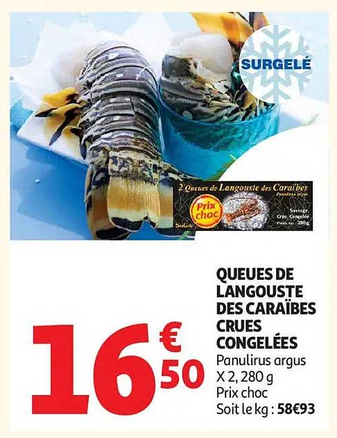 QUEUES DE LANGOUSTE DES CARAÏBES CRUES CONGELÉES