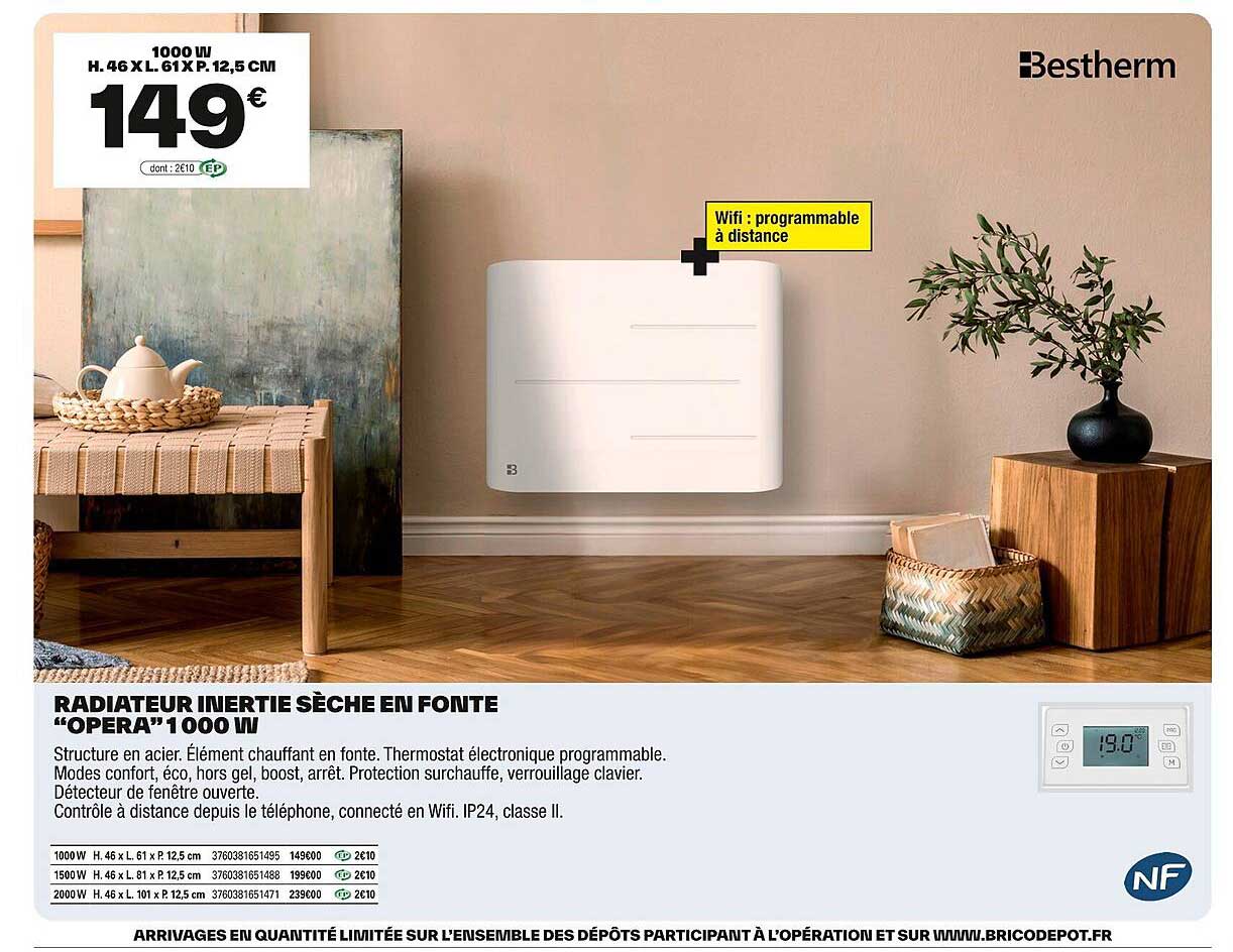 RADIATEUR INERTIE SÈCHE EN FONTE “OPERA” 1000 W