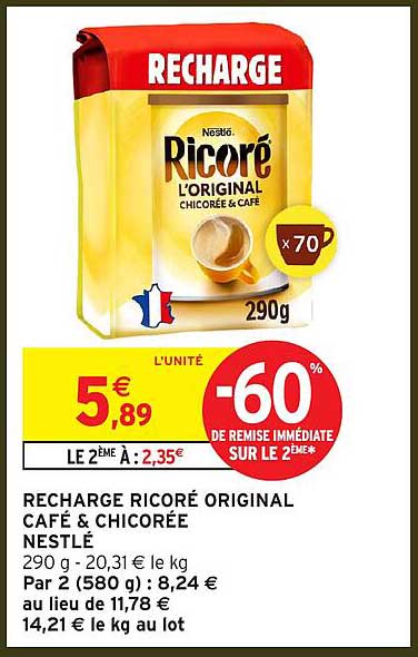 RECHARGE RICORÉ ORIGINAL CAFÉ & CHICORÉE NESTLÉ