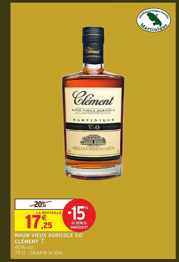 RHUM VIEUX AGRICOLE V.O CLÉMENT