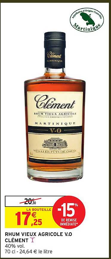RHUM VIEUX AGRICOLE V.O CLÉMENT