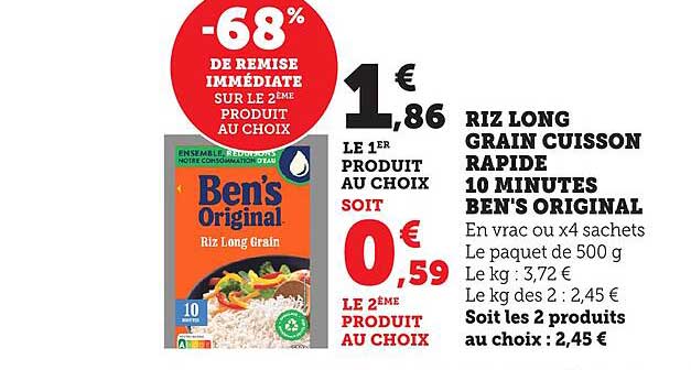 RIZ LONG GRAIN CUISSON RAPIDE 10 MINUTES BEN'S ORIGINAL