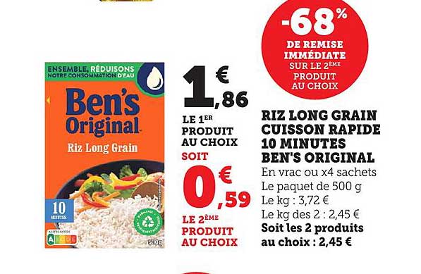 RIZ LONG GRAIN CUISSON RAPIDE 10 MINUTES BEN'S ORIGINAL