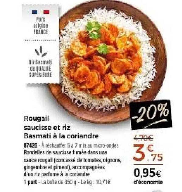 Rougail saucisse et riz Basmati à la coriandre