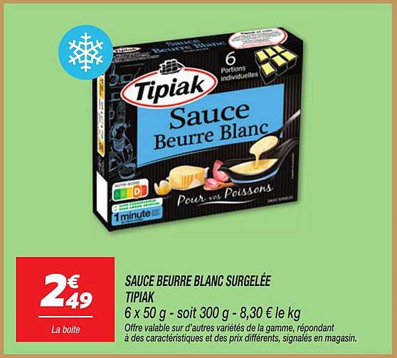 SAUCE BEURRE BLANC SURGELÉE TIPIAK