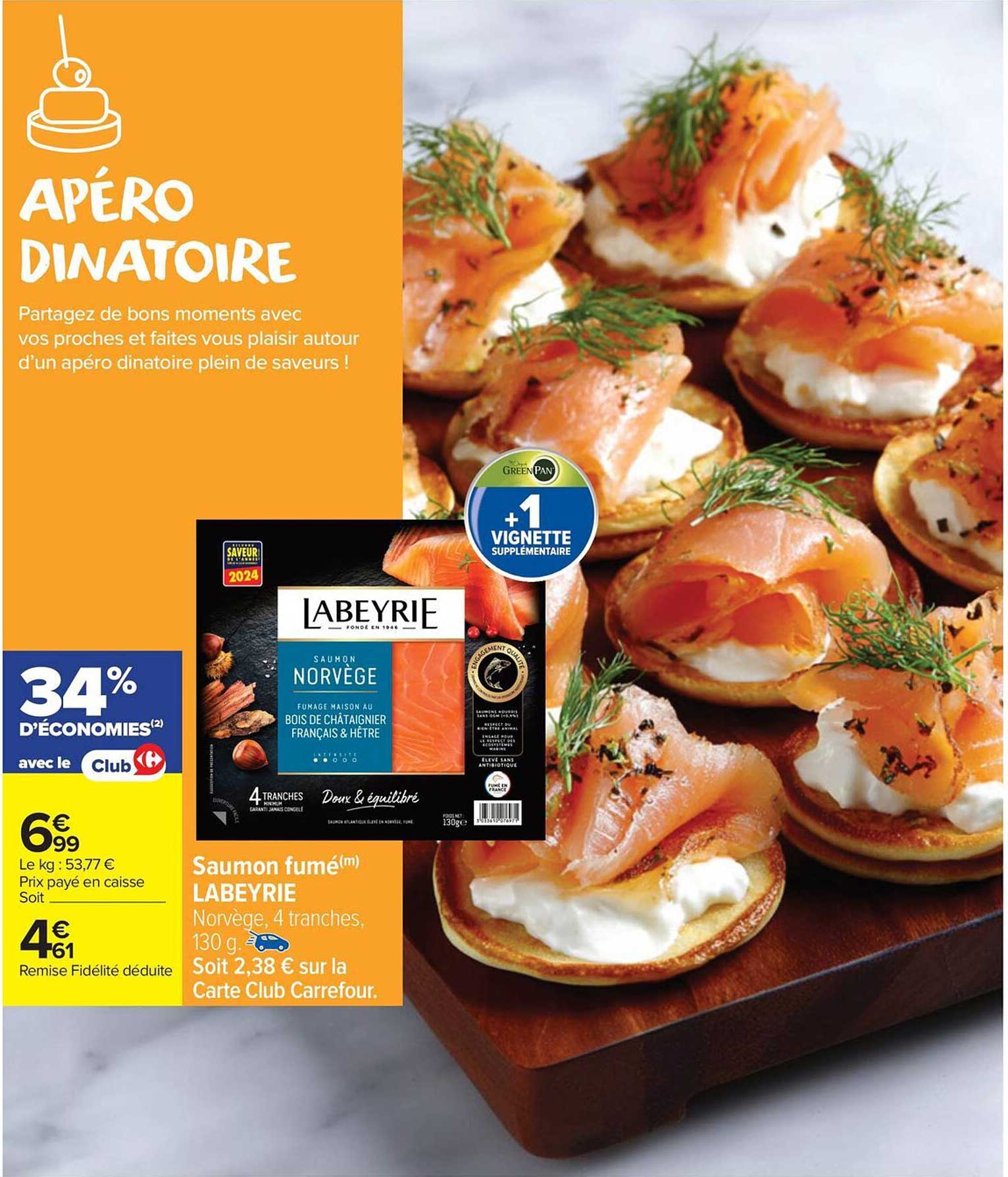 Saumon fumé(m) LABEYRIE Norvège, 4 tranches, 130 g