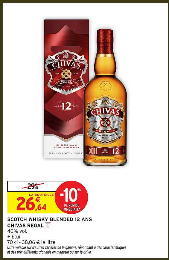 SCOTCH WHISKY BLENDED 12 ANS CHIVAS REGAL