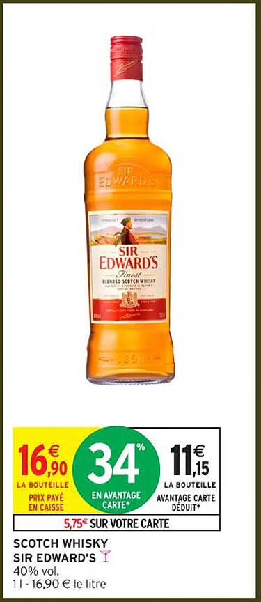 SCOTCH WHISKY SIR EDWARD'S 40% VOL.