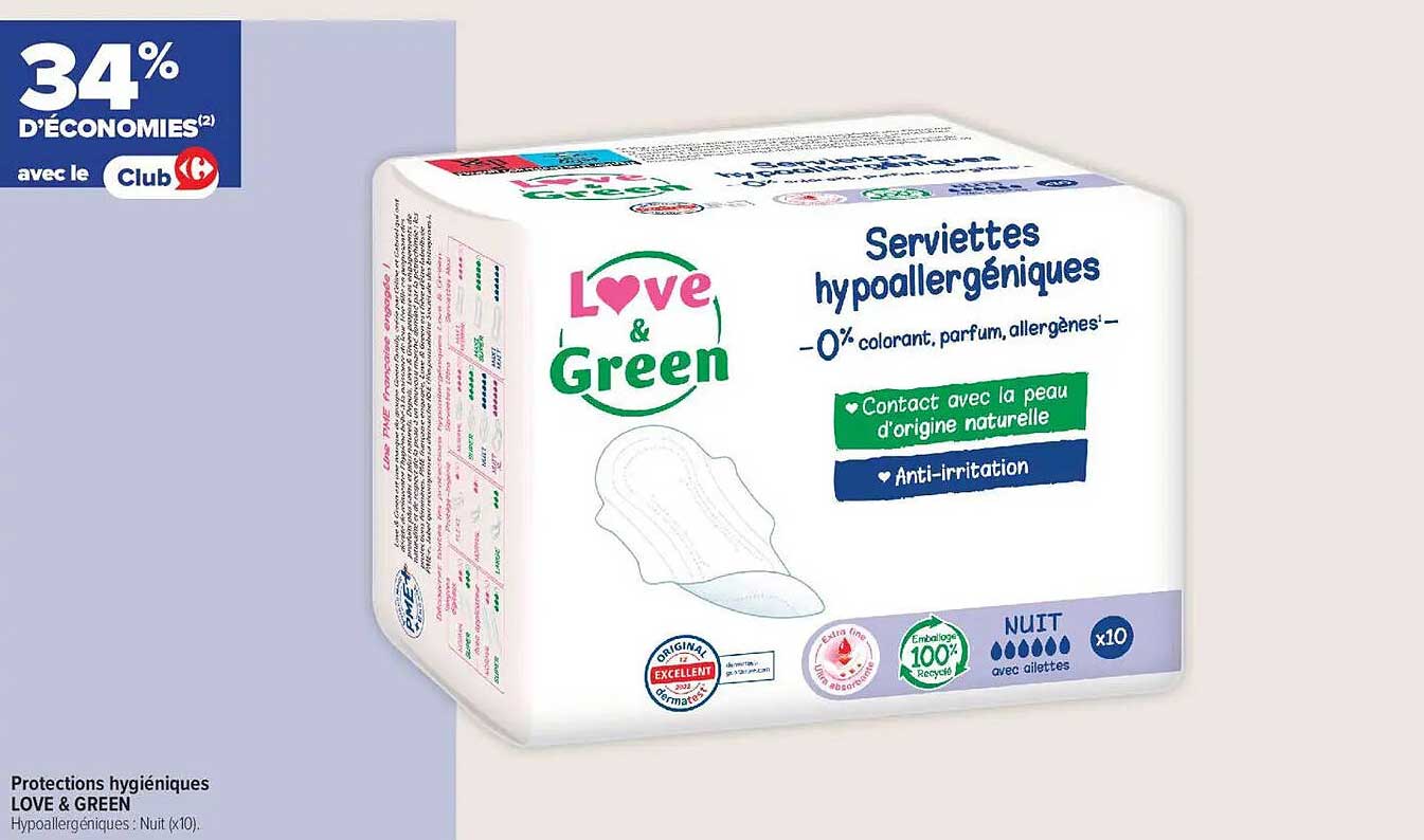 Serviettes hygiéniques Love & Green